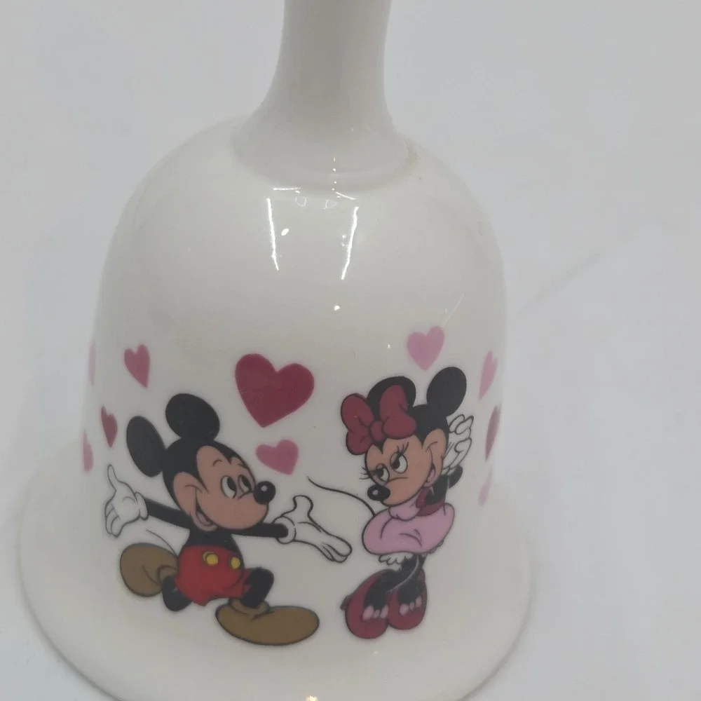 VTG Disney Mickey Minnie Valentine Hearts Bone China‎ Bell Japan
